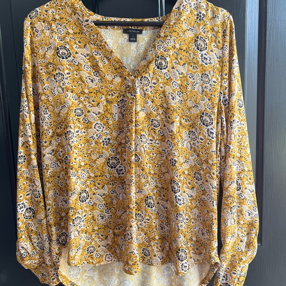 Ann Taylor Yellow Floral Blouse